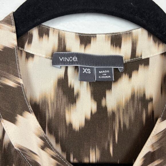 Vince Sahara Silk Ikat Printed Tie Waist Collared Button Down Midi Dress XS - Picture 4 of 6